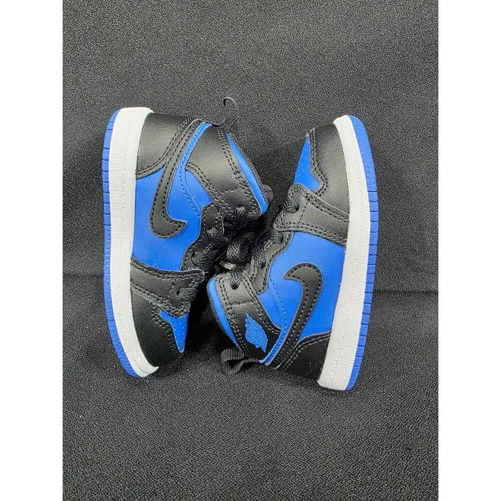 Nike Air Jordan 1 Mid TD Black Royal Blue Toddler Shoes Size 6C